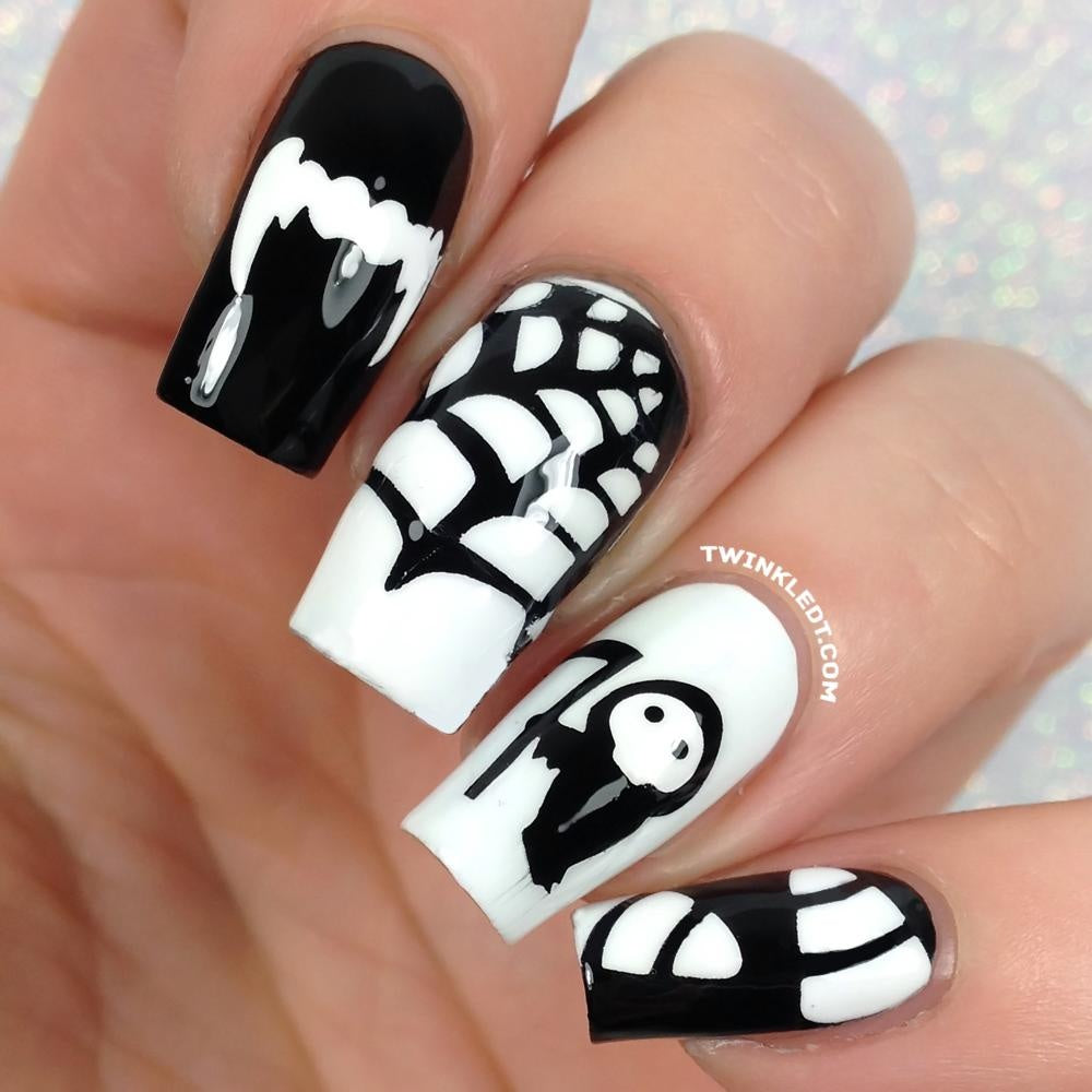 Number Nail Art Stickers 3 Sheets Black White Fluorescent Yellow