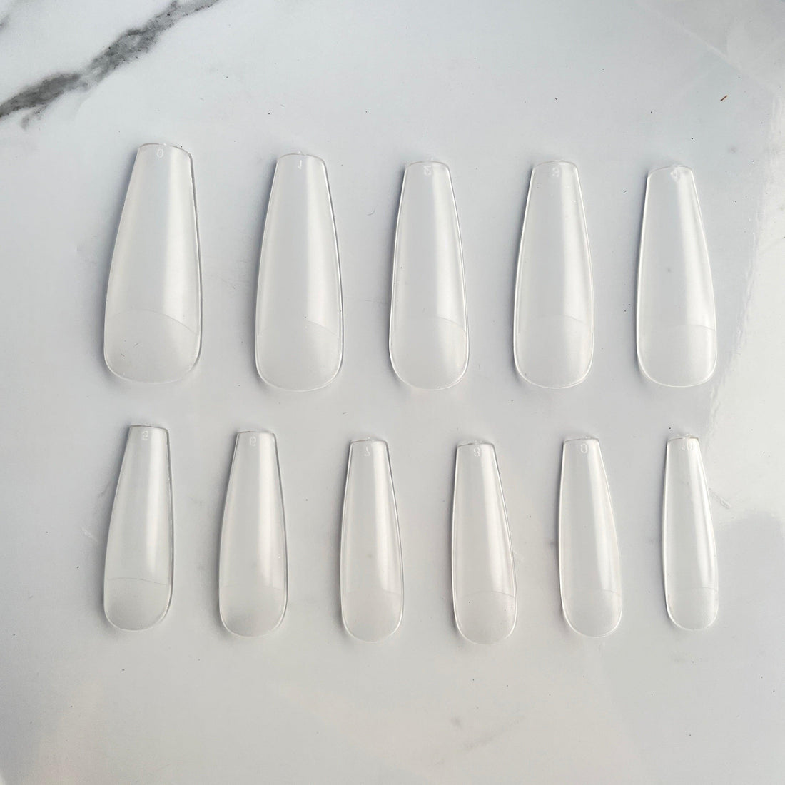 Gel Extension Tips - Coffin ♥︎ Clear ♥︎ Long